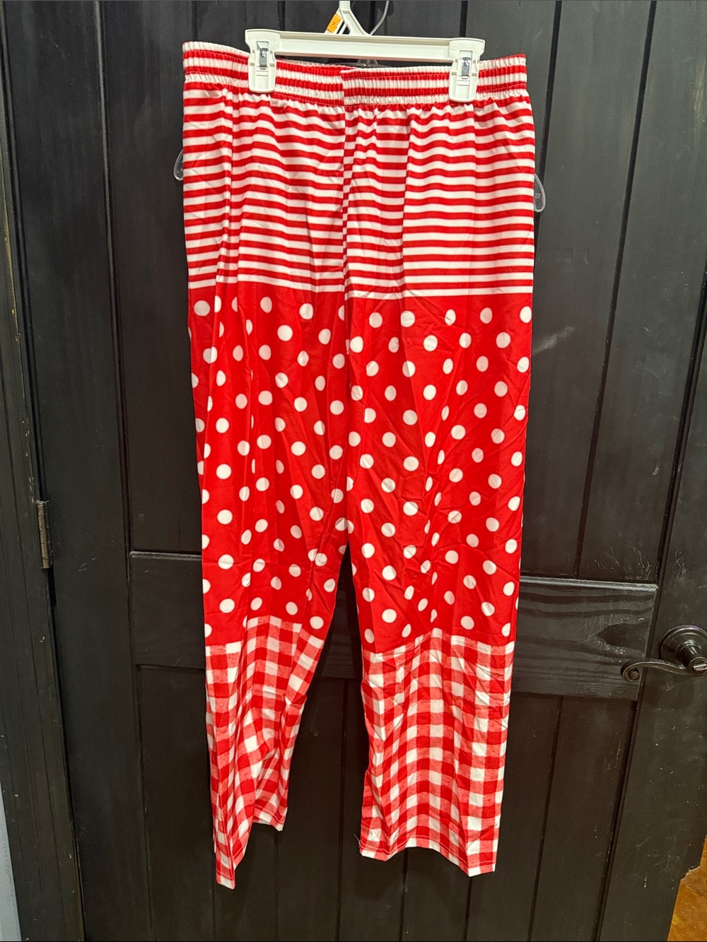 SHEIN Red and White Mixed-Pattern Kids Pajama Bottoms
